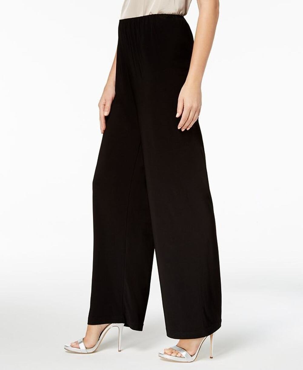 ALex Evening Size 12 Wide Leg Side Satin Strip Tuxedo Pleated Polyester Pants